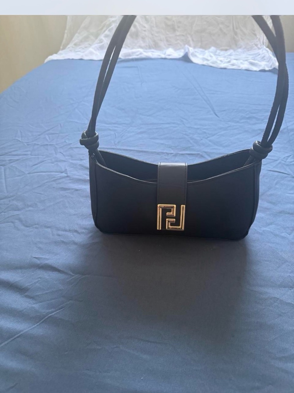 Universal Thread Black Patent Mini Shoulder Bag with Gold Accent